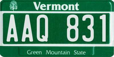 VT license plate AAQ831