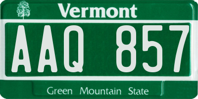 VT license plate AAQ857