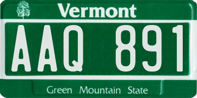 VT license plate AAQ891