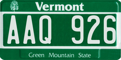 VT license plate AAQ926