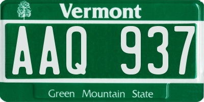 VT license plate AAQ937