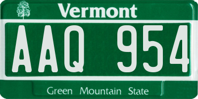 VT license plate AAQ954