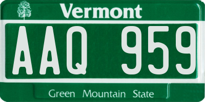 VT license plate AAQ959