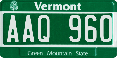 VT license plate AAQ960