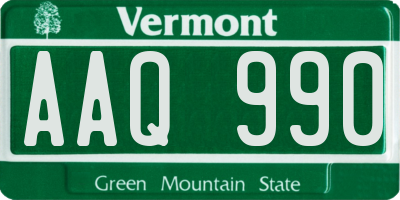 VT license plate AAQ990