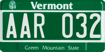 VT license plate AAR032