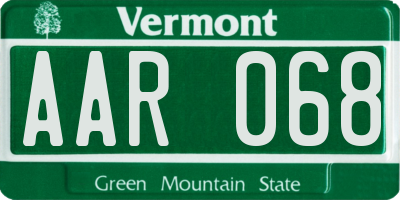 VT license plate AAR068