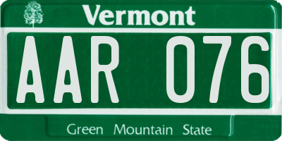 VT license plate AAR076