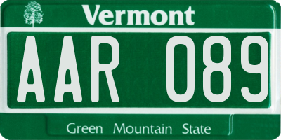 VT license plate AAR089