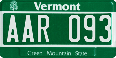 VT license plate AAR093