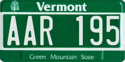 VT license plate AAR195
