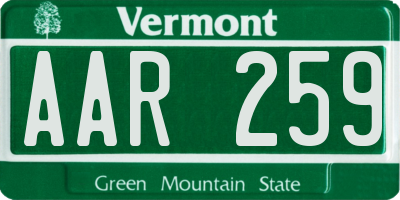 VT license plate AAR259