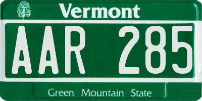 VT license plate AAR285