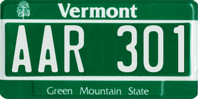 VT license plate AAR301