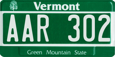 VT license plate AAR302