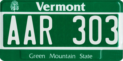 VT license plate AAR303