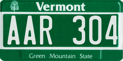 VT license plate AAR304