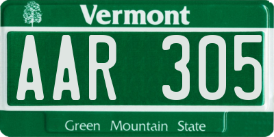 VT license plate AAR305