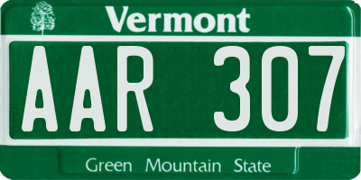 VT license plate AAR307