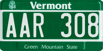 VT license plate AAR308