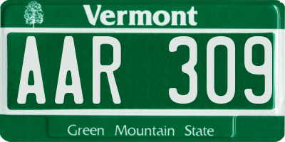 VT license plate AAR309