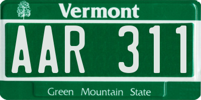 VT license plate AAR311