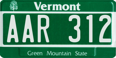 VT license plate AAR312