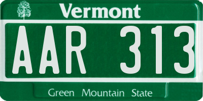 VT license plate AAR313