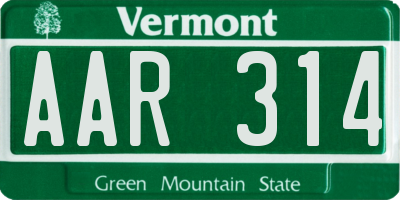 VT license plate AAR314