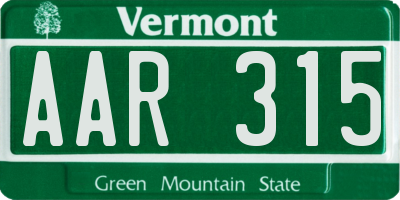 VT license plate AAR315