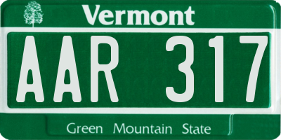 VT license plate AAR317