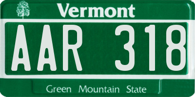 VT license plate AAR318