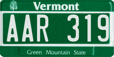 VT license plate AAR319