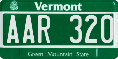 VT license plate AAR320