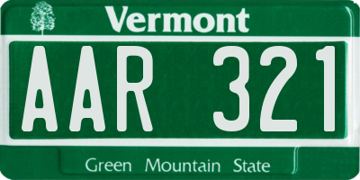 VT license plate AAR321