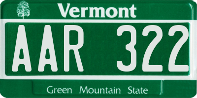 VT license plate AAR322