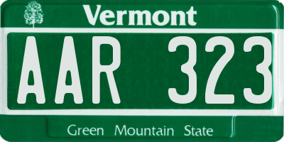 VT license plate AAR323