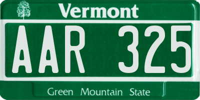 VT license plate AAR325