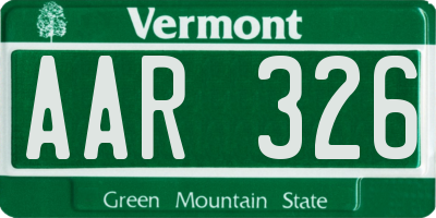 VT license plate AAR326