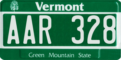 VT license plate AAR328