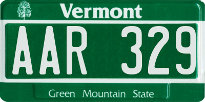 VT license plate AAR329