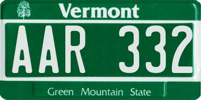 VT license plate AAR332