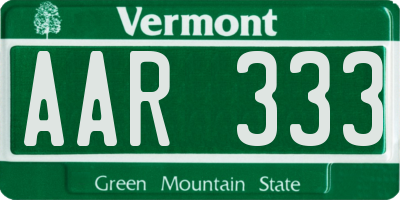 VT license plate AAR333