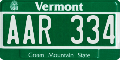 VT license plate AAR334