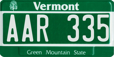 VT license plate AAR335