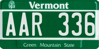 VT license plate AAR336