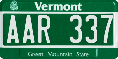 VT license plate AAR337