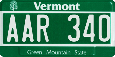 VT license plate AAR340