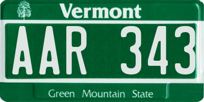 VT license plate AAR343