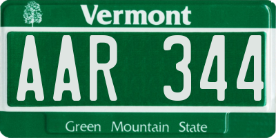 VT license plate AAR344